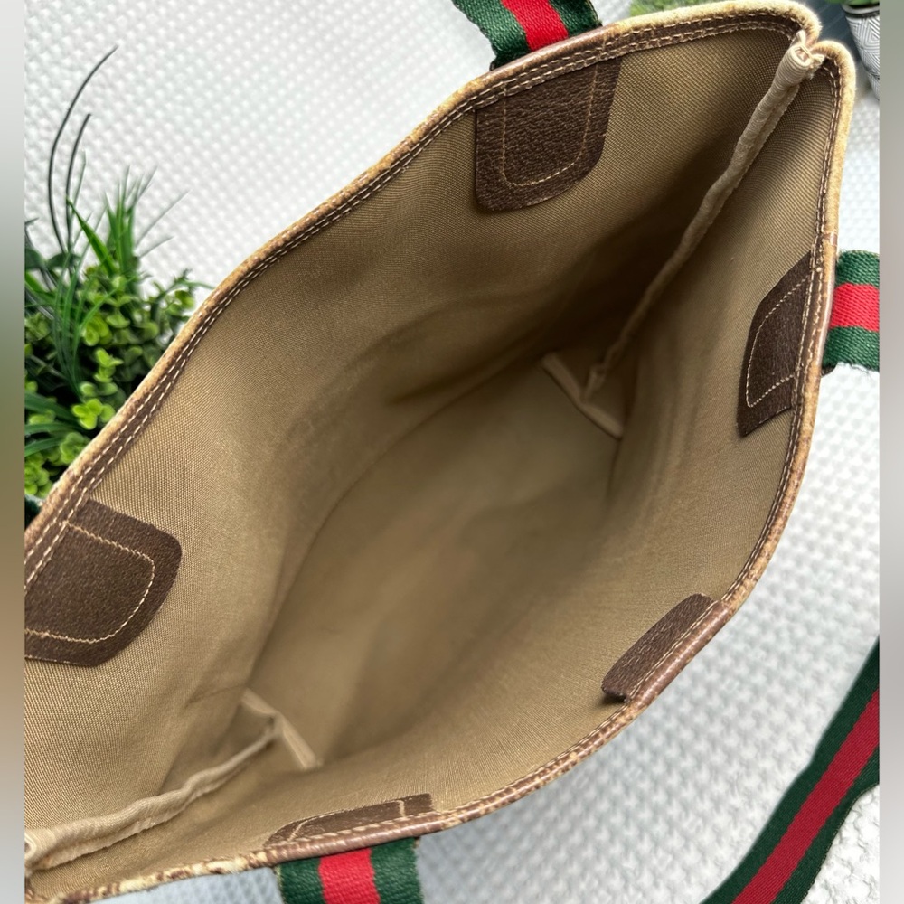 ❤️Vintage Gucci Web Strap Tote GG Supreme Canvas - Picture 13 of 15
